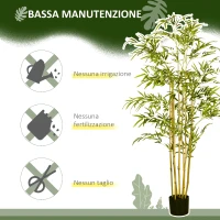 HOMCOM Bambù in Vaso Artificiale Alto 150cm per Interno ed Esterno, Verde(m-6)