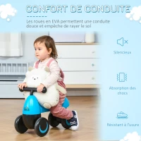 HOMCOM Draisienne vélo enfant porteur enfants voiture 4 roues EVA selle guidon ergonomique métal PP bleu noir(m-6)