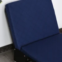 HOMCOM Klappbett 65x184 cm, Erwachsene Gästebett Klappbar mit 6 cm Dicker Schaumstoff, Reisebett mit Metallrahmen, Feldbett mit Rollen und höhenverstellbarem Kopfteil, bis 120 kg belastbar, Blau(m-8)