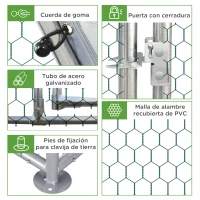 PawHut Gallinero para Exterior Grande 2,8x5,7x2 m Jaula de Gallinas de 3 Habitaciones Cubierta de Tela Oxford Anti-UV Plata(m-5)