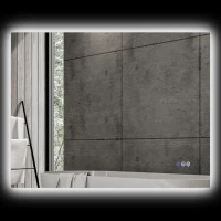 HOMCOM Specchio da Bagno Anticondensa con Luminosità e Colore Regolabili, in Vetro e Lega di Alluminio, 80x60x4 cm(m-10)