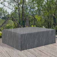 Outsunny 225x210cm Outdoor Garden Rattan Furniture Protective Cover Water UV Resistant Grey(m-10)