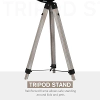 HOMCOM Industrial Tripod Base Cone Floor Lamp w/ Wood Legs Metal Shade Power Switch Adjustable Height Angle Home Office Styling Lighting Furniture Vintage Retro(m-6)