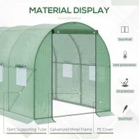 Outsunny Walk-in Polytunnel Greenhouse, Outdoor Garden Tunnel Greenhouse Tent with Zipped Roll-Up Door and 6 Mesh Windows, 3 x 2M(m-5)