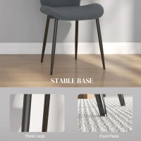 HOMCOM Set of Four Flannel Relaxed Tub Dining Chairs - Dark Grey(m-6)