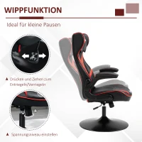 Vinsetto Gaming Stuhl ergonomischer Computerstuhl mit Wippfunktion Drehstuhl höhenverstellbar Stahl Schwarz+Rot 67 x 70 x 106-112 cm(m-5)
