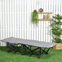 Outsunny Sonnenliege, klappbar, 1 Seitentasche, 1 Getränkehalter, 68 cm x 186 cm x 48 cm, Schwarz + Weiß(m-8)