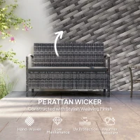 Outsunny 125L Storage Garden Bench, with Cushion - Grey(m-5)