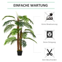 Outsunny künstliche Pflanzen 120 cm künstlicher Palmen Palme Kunstpflanze Kunstbaum Kunstpflanzen im Topf Zimmerpflanze Dekopflanze Büropflanze Kunststofftopf für drinnen und draußen(m-6)