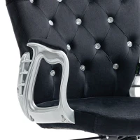 Vinsetto Bürostuhl, Knopfheftung, Samtoptik, höhenverstellbar, ergonomisch, bis 120 kg, Schwarz(m-9)