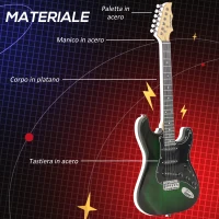 SPORTNOW Chitarra Elettrica con Amplificatore 15W, Borsa, Tracolla e Accordatore Digitale, Nero(m-4)