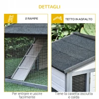 PawHut Conigliera da Esterno in Legno e Metallo, Gabbia per 2-3 Conigli o Roditori, Grigia e Bianca 225x70x100cm(m-7)