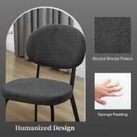 HOMCOM Set of Four Boucle Dining Chairs - Black(m-5)