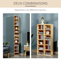 HOMCOM Lot de 2 étagères colonnes Armoire de Rangement CD-DVD 6 + 6 Compartiments dim. 21L x 19l x 88H cm capacité Max. 160 CD Coloris hêtre(m-5)