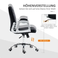 Vinsetto Bürostuhl, Knopfheftung, Samtoptik, höhenverstellbar, ergonomisch, bis 120 kg, Schwarz(m-4)