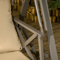 Outsunny Dondolo da Giardino 3 Posti in Acciaio e Poliestere con Tetto Inclinabile e Cuscini, 190x120x178 cm(m-8)