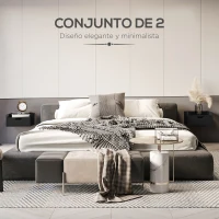 HOMCOM Set de 2 Mesitas de Noche de Pared Mesillas Flotantes con 1 Cajón para Dormitorio Habitación 40x30x19,5 cm Negro(m-4)