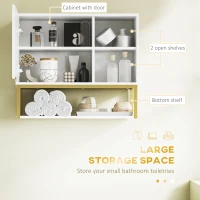 kleankin Bathroom Wall Cabinet, Over Toilet Storage Cabinet with Door and Storage Shelves for Hallway, Living Room, White(m-4)