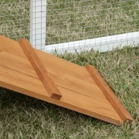 PawHut Gallinero de Madera Exterior Jaula para 2-4 Gallinas de 2 Niveles con Nido Techo Asfáltico Abatible Corral de Alambre Bandeja Extraíble y Rampa 192,7x78,9x111 cm Naranja(m-8)