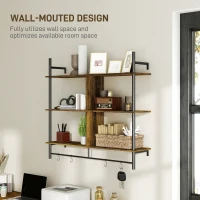 HOMCOM Three-Tier Floating Shelf - Brown/Black(m-6)