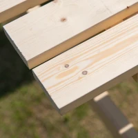 Outsunny 6 Seater Wooden Picnic Table Bench for Outdoor Garden or Patio with Parasol Cutout 150 cm Natural Wood Finish(m-8)