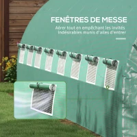 Outsunny Serre de jardin tunnel 24m² 8L x 3l x 2H m - 16 fenêtres, Porte zippée enroulable acier galvanisé, bâche PE, Vert(m-6)