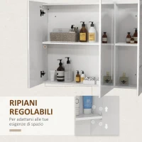 kleankin Armadietto con Specchio con Ripiani Regolabili e Luci LED a 3 Colori, in MDF e Vetro, 90x15x70 cm, Bianco(m-6)