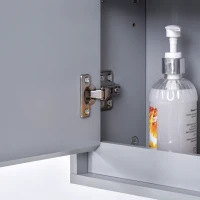 HOMCOM Armario de Baño con Espejo con 2 Puertas y Estante Ajustable Mueble Colgante de Baño para Aseo Estilo Moderno 48x14,5x45 cm Gris(m-6)