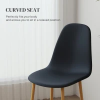 HOMCOM Modern Dining Chairs Set of 4, Kitchen Chairs with Backrest and Steel Legs for Dining Room, Living Room, Black(m-5)