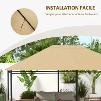 Outsunny Toile de remplacement pour pavillon tonnelle tissu polyester haute densité 180 g/m² anti-UV 3 x 4 m(m-6)