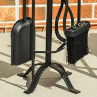 Outsunny Set 5 Attrezzi per Camino Base con Attizzatoio, Pinza, Paletta e Scopa 20x20x82.5cm, Nero(m-8)