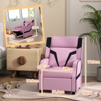 AIYAPLAY 2 in 1 Kids Chair Recliner with Backrest, Armrest, Footrest, PU Leather, for 3-9 Years Old, Pink(m-3)