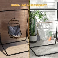 Outsunny Hängesesselständer Gestell für Hängesessel Hängesesselhalterung, 135 cm x 178 cm x 205 cm, Schwarz(m-5)