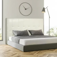 HOMCOM Testiera Letto Matrimoniale in PU, Imbottita e Trapuntata a Bottoni, 160x120cm(m-2)