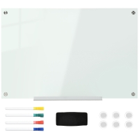 Vinsetto Glas Whiteboard, Memoboard, Whiteboard,  4 Stifte, 6 Magnete, 1 Schwamm,1 Ablage, Weiß