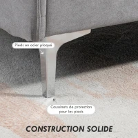 HOMCOM Canapé d'angle 3 Places méridienne réversible droite ou gauche, salon, grand confort Tissu Polyester Gris Clair(m-7)