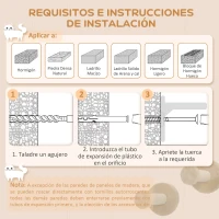 PawHut Rascador de Pared para Gatos de 4 Piezas con Postes de Sisal Plataforma para Saltar Bola de Juguete Beige(m-7)