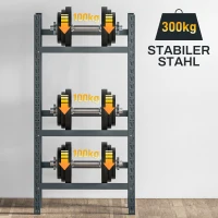 HOMCOM Getränkekistenregal, 3-stufig, beschichtetes Stahl, schnelle Montage, Grau, 80x30x160 cm(m-9)