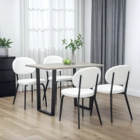 HOMCOM Set of Four Boucle Dining Chairs - White(m-2)