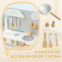 AIYAPLAY Cocinita Infantil Cocinita de Madera Infantil con Sonido Fogón Horno Grifo Fregadero y Accesorios de Cocina Gris(m-5)