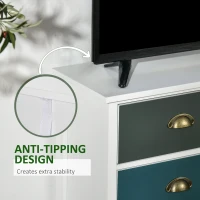 HOMCOM Chest of Drawers，6 Drawer Cabinet w/ Metal Handles Shabby Chic Sideboard for Living Room Bedroom, Multi-Coloured(m-6)