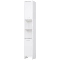 HOMCOM Bathroom Floor Storage Cabinet Slim Tallboy w/ Door Cupboard & Shelves For Living Room, Bedroom, Hallway White(m-11)