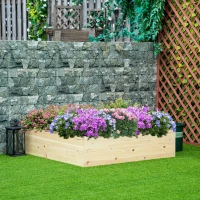 Outsunny Letto per Orto Rialzato in Legno, Fioriera da Giardino per Piante e Ortaggi, 117x117x30cm(m-2)