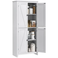 HOMCOM Mobile Cucina a 4 Ante con Mensole Regolabili e Base Rialzata in Legno, 80x40x182cm, Bianco(m-1)