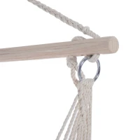 Outsunny Outdoor Hanging Rope Chair with Soft Padded Seat & Backrest, Garden Hammock Chair with Wooden Support Bar Cotton Cloth, Portable Garden Chair for Patio & Tree, Orange(m-7)