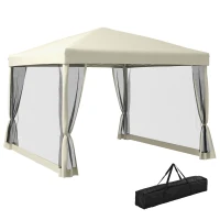 Outsunny 3 x 3(m) Pop Up Gazebo with 4 Mesh Sides and Carry Bag, Height Adjustable Party Canopy Tent, Portable Garden Outdoor(m-1)