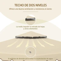 Outsunny Techo de Repuesto para Cenador 3x3 m Cubierta de Repuesto con Doble Techo y 8 Orificios de Drenaje Beige(m-5)