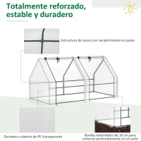 Outsunny Mini Invernadero de Jardín Terraza 180x90x90cm Tipo Caseta Tubo de Acero con 2 Ventanas Enrollables Vivero Casero Blanco(m-5)