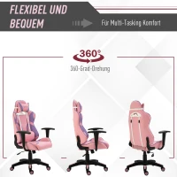 Vinsetto Ergonomischer Gaming Stuhl Bürostuhl Drehstuhl Verstellbares Massage Lendenkissen Höhenverstellbar Rosa&Violett 69x56x125,5 cm(m-6)