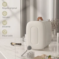 HOMCOM Nevera para Maquillaje 4L Nevera Cosméticos 9V/240V para Enfriar y Calentar Mini Frigorífico 20,3x26,3x28 cm Crema(m-7)